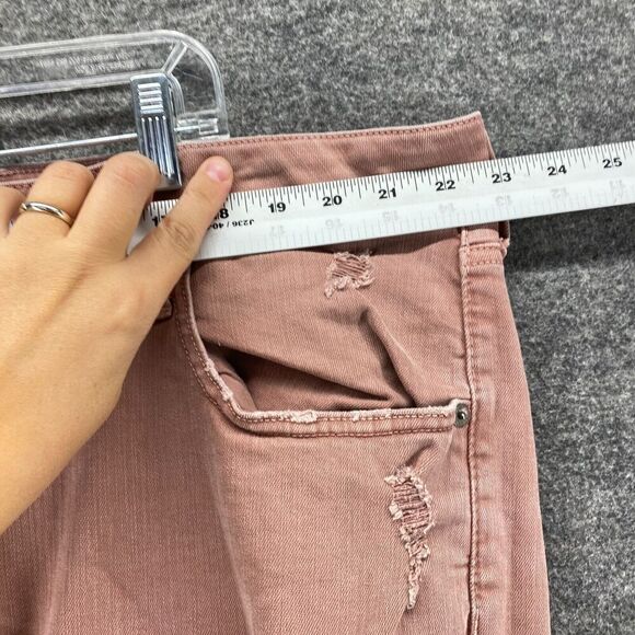 American Eagle Jeans Women 42*32 Pink Denim Medium Wash Distressed Skinny Casual - Picture 7 of 13